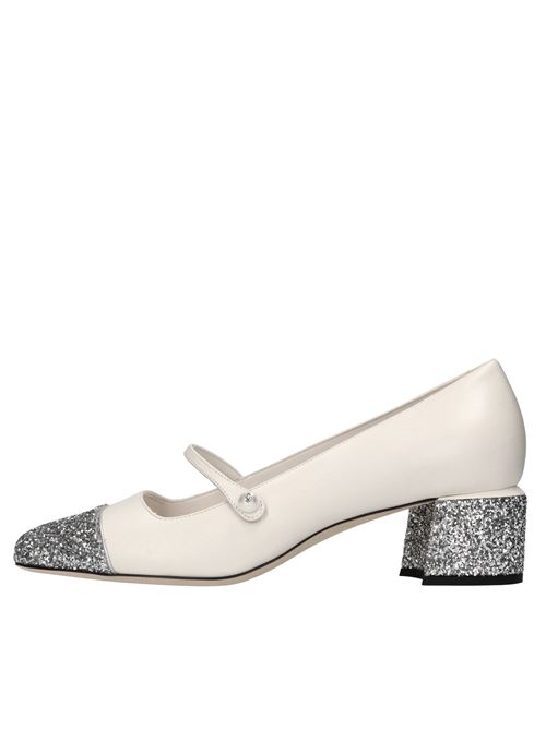 Décolleté in pelle e glitter JIMMY CHOO | ELISA 45 PJE 242LATTE-ARGENTO